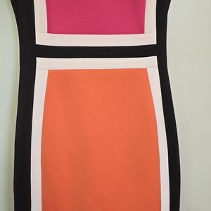 Calvin Klein Pink and Orange Colorblock Dress